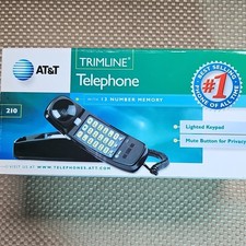 AT T 210 Trimline Corded Telephone 13 Number Memory Black Vintage 2000