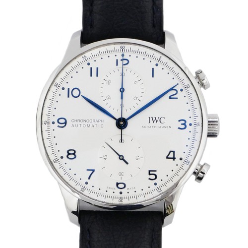 IWC Portugieser IW371605 41mm Stainless Steel Silver, Navy Wristwatch #UW4355