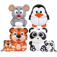 Mini llavero rompecabezas Cubo mágico de animales de dibujos animados 2x2 Panda tigre Cubo mágico