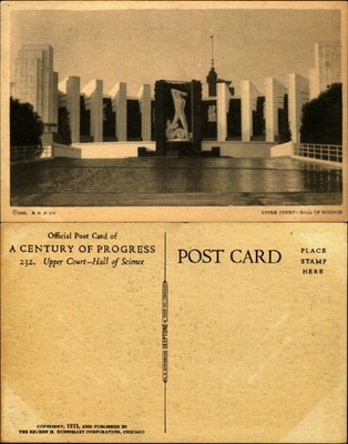 Century of Progress Upper Court Hall Science Chicago Illinois postcard d867
