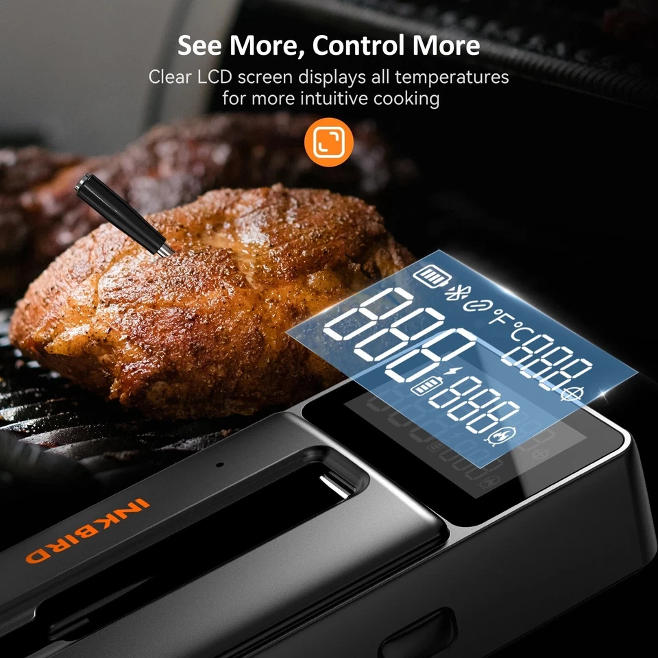 INKBIRD Bluetooth Grillthermometer Fleischthermometer Ofen Smoker Grill IP6X CF - Bild 3 von 4