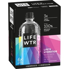 LIFEWTR Premium Purified Water, pH Balanced with 33.8 Fl Oz (Pack of 6)