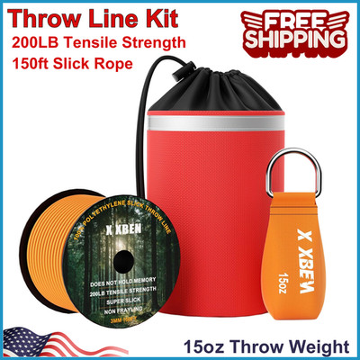 Throw Line Kit Polyester 150 ft Rope 15 Oz Weight Storage Bag for Tree Climbing