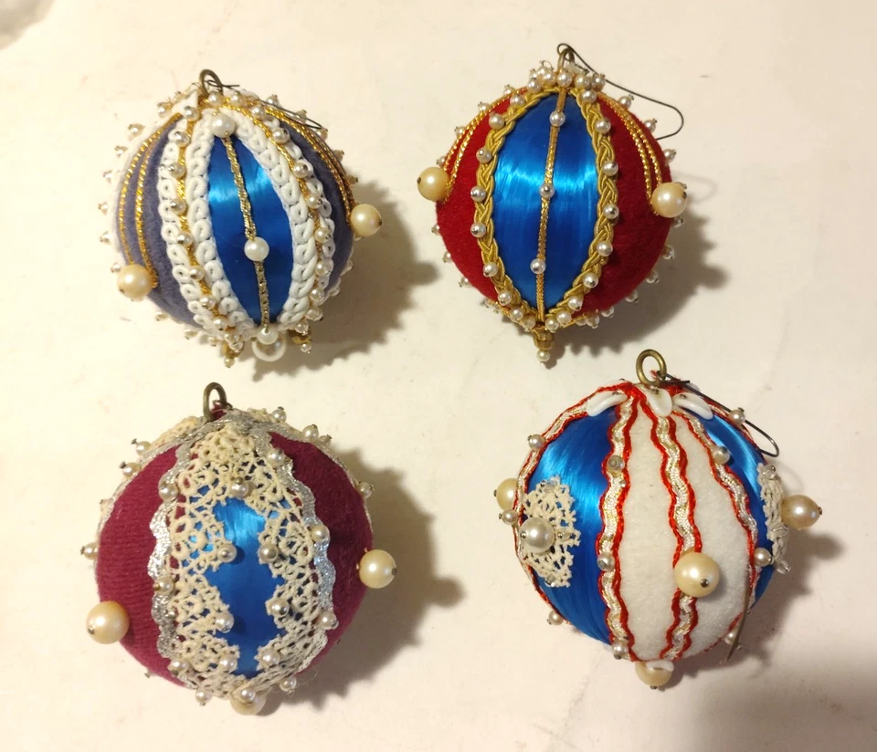 DE COLECCIÓN Lentejuelas Cuentas Push Pin Satinado Terciopelo Perla Encaje Adornos de Navidad - 4 Foto 2 de 4