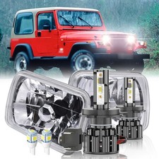 2x 5x7 7x6 Square Led Headlights High Low Beam For Jeep Wrangler Yj 1987-1995