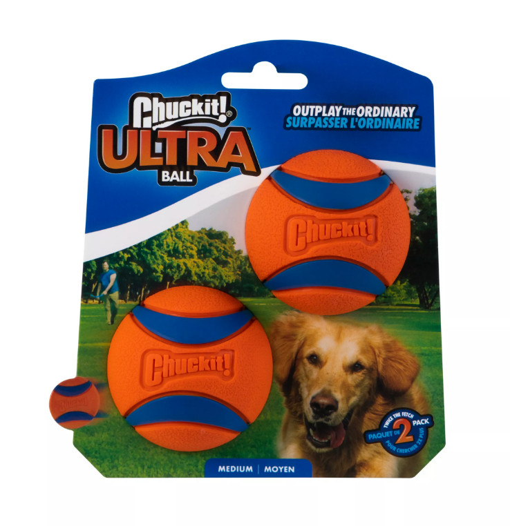 Chuckit! Ultra Ball Dog Toy, Medium (2.5 inch) Pack of 2 NEW