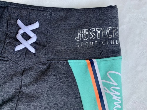JUSTICE Girl’s GYMNASTICS LEGGINGS Gray GYMNAST Pants SPORT Size: 10 EUC - Picture 3 of 5