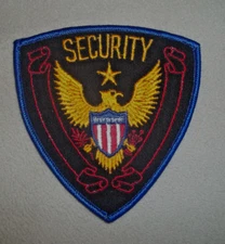 New/NOS Embroidered iron On Uniform Shoulder Patch Shield SECURITY Red Gold Blue