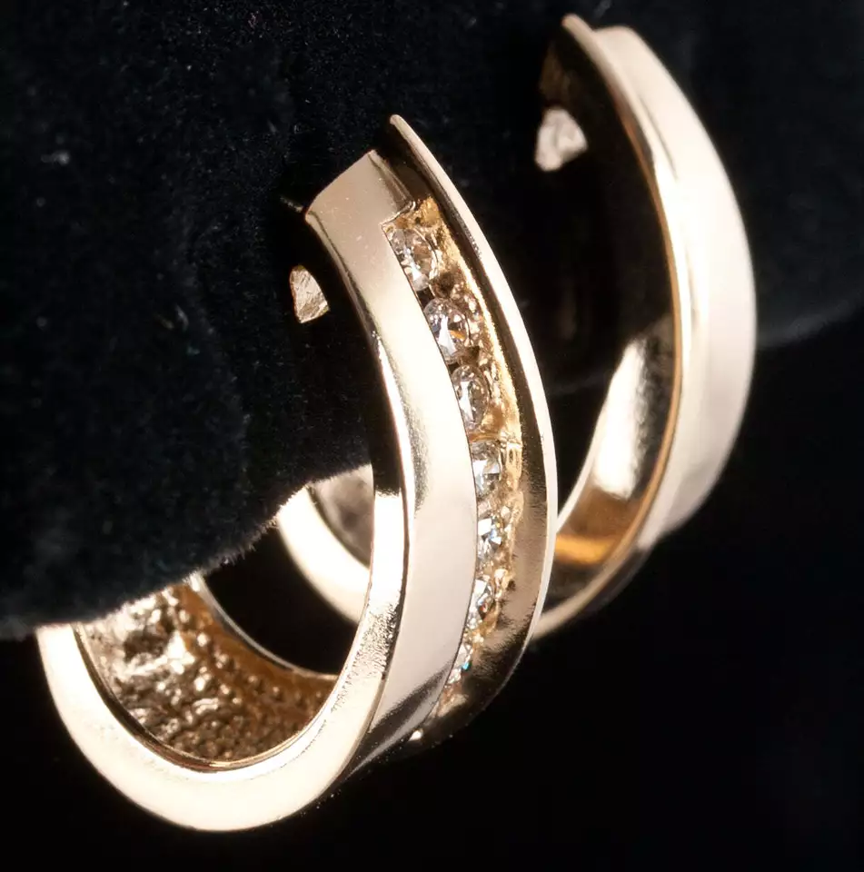 14k Yellow Gold Round H SI1 Diamond Huggie Earrings W/ Omega Backs .48ctw 7.12g - Image 3 of 4