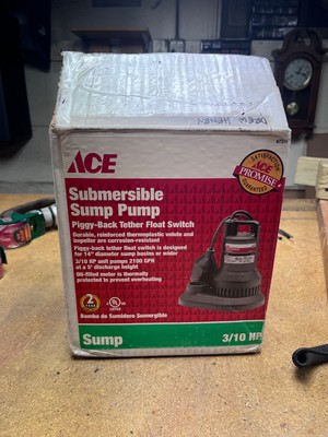ACE Submersible Sump Pump, Tether Float  1/3HP, Part #47316