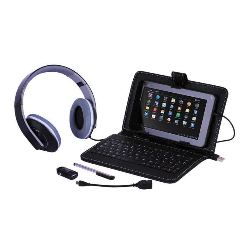5-in-1 Tablet Accessories Pack: Headphones, Stylus, Keyboard, Cover, and Cable-image