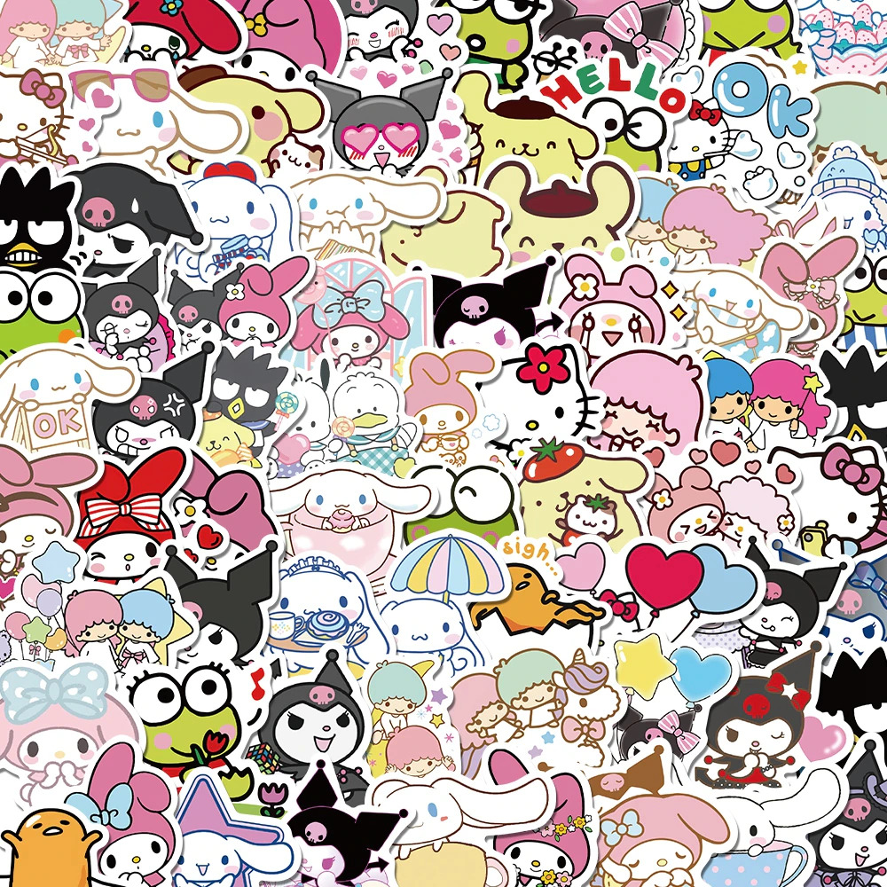 New 50 Pieces Kawaii Kuromi Stickers Cute Hello Kitty Stickers for