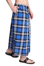 Elastic Cotton Lungi With Pocket, ( Size: XL, Blue, Pack Of 1 )