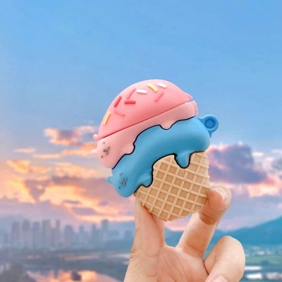 AIRPODS HÜLLE 3D NIEDLICH CARTOON EISCREME LEBENSMITTEL SILIKON KOPFHÖRER ABDECKUNG UK LAGER