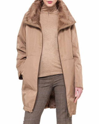 Akris Fur-Lined Tech Fabric Reversible Coat  SZ 40 = US 8 - NWT RT $11.9K