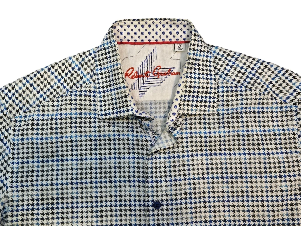 Robert Graham Long Sleeve Dress White Black Geometric Shirt Mens Size Medium - Image 2 of 4