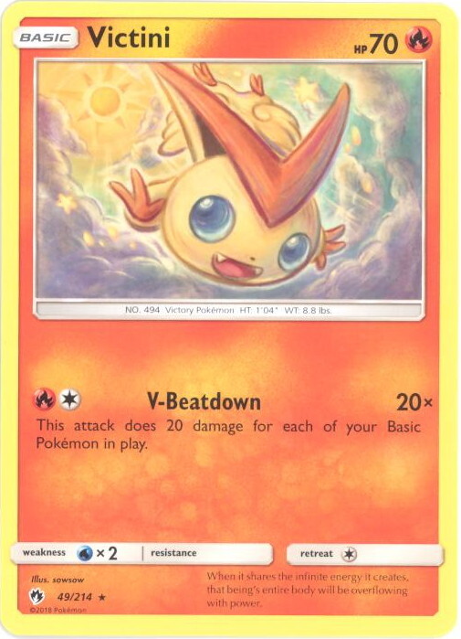 Pokemon Card - Sun & Moon Lost Thunder 49/214 - VICTINI (rare) - NM/M