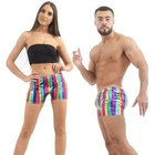 UNISEX METALLIC SHINY HOT PANTS STRETCHABLE WET LOOK GYM DISCO PARTY WEAR SHORTS