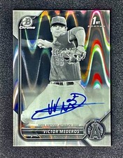 2022 VICTOR MEDEROS 1st Bowman Chrome Auto B&W Raywave Autograph Ultra-RARE SSP