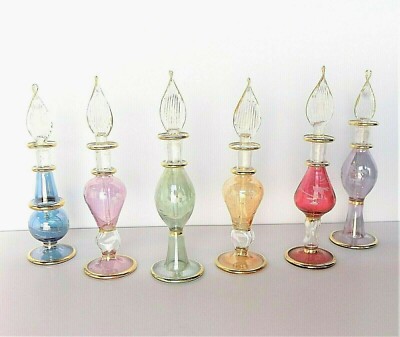 Egyptian Museum Mini 4'' Asst Colored Perfume Bottles ~~ Set of 6 ~~