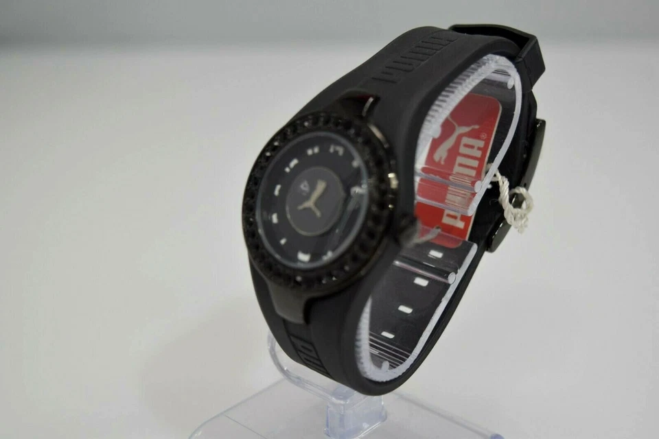 Puma Women's Black Rubber SS Black Crystals PU101122005 $125 Watch - Image 2 of 4