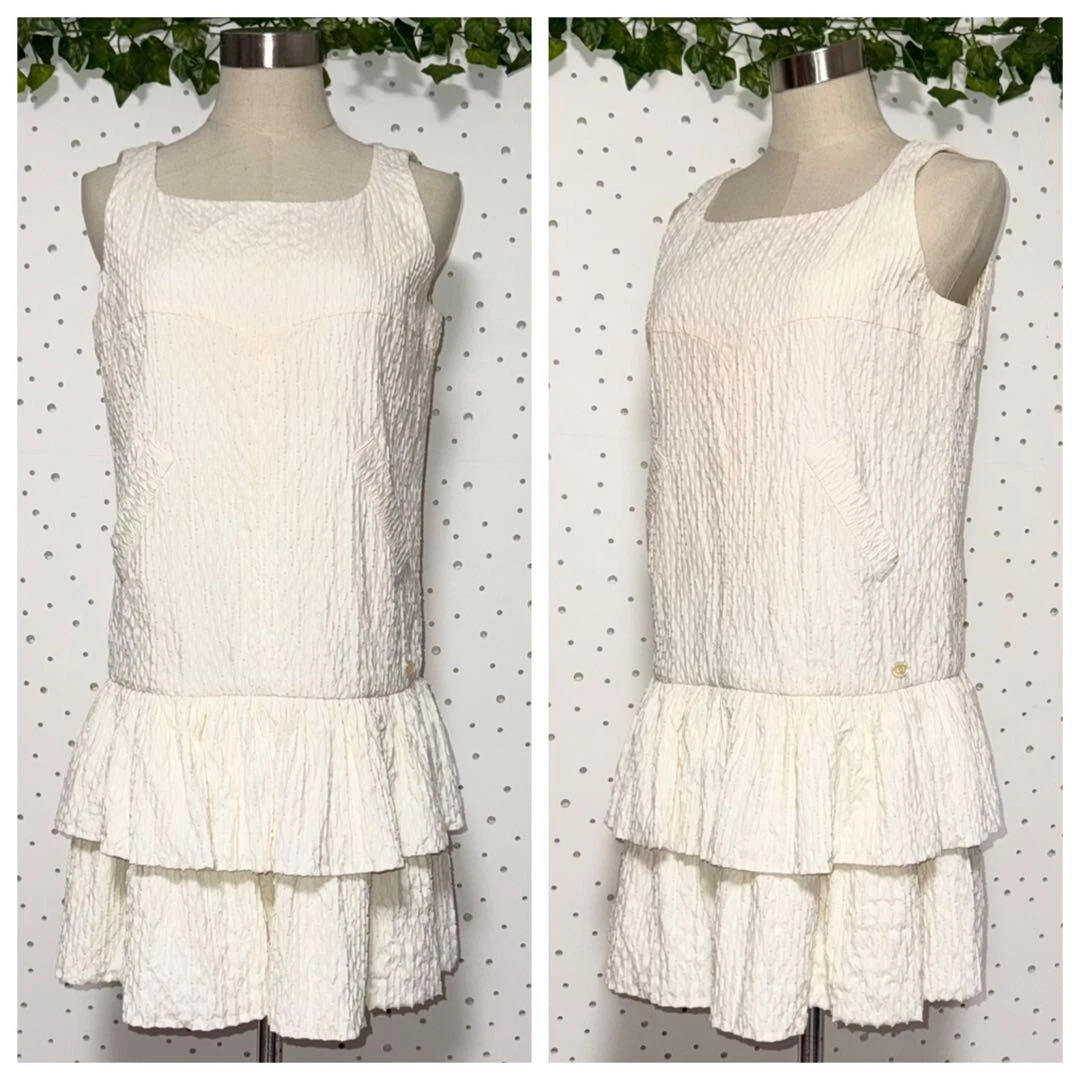 Abito senza maniche CHANEL COCO con dettagli a strati e volant 36