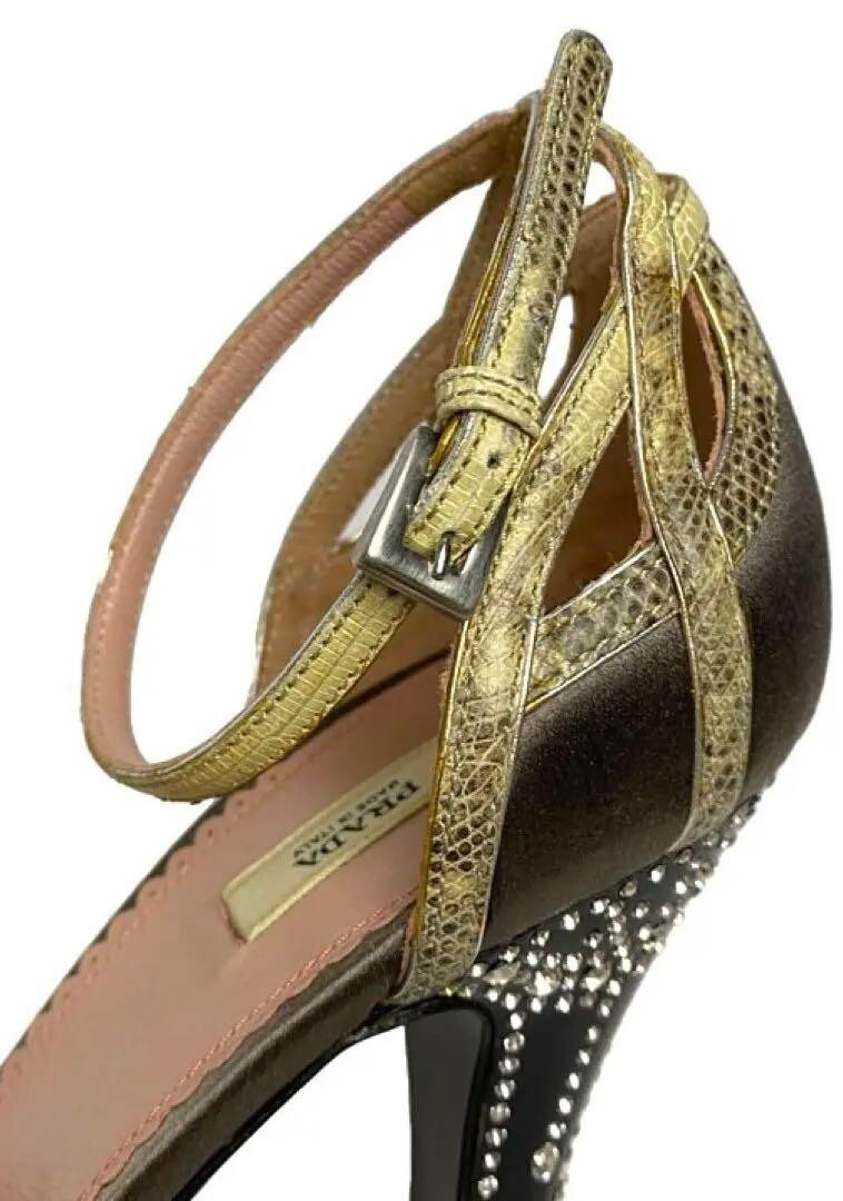 Prada high heels, crystal heel, leather, size 38, US8, with bag