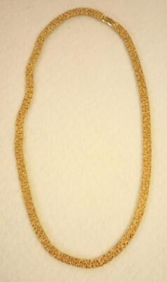 Nugget Texture Gold Tone Vintage Gold Chain Necklace 24'' Foldover Closure RETRO