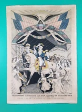 Orig Washington’s Reception By The Ladies at Trenton -N. Currier 1845 Lithograph