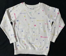 Youth Champion Crew Pullover Sweatshirt, Medium, White Pastel All over Print
