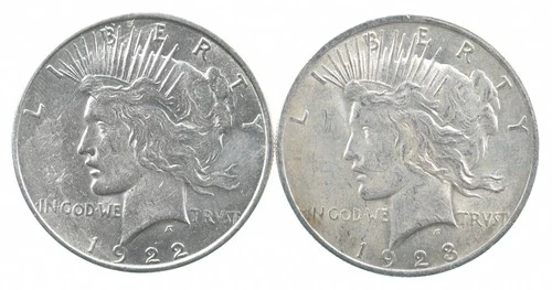 1922 & 1923 & Peace Silver Dollar $1 Bullion Collection Lot *855