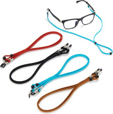 4 PCS Eyeglass Straps - Sunglasses String Holder Strap - Leather Glasses Chain L