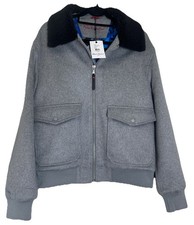 Robert Graham Wool Blend Field Jacket Mens M Gray RG 900 Sherpa Collar NWT $298