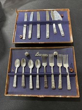 Vintage Banner Plastic Metaltone Junior Tableware Toy Silverware 15pc Set