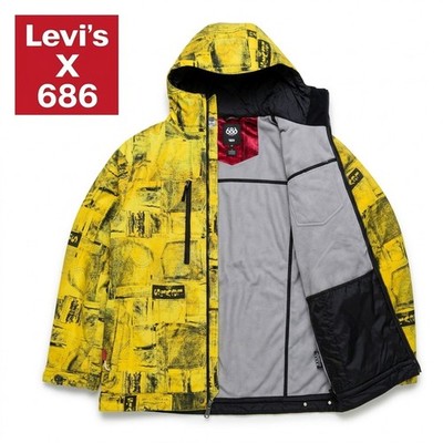 NWOT 686 x Levis Times Line Snowboard Jacket Mens XL Denim Michael