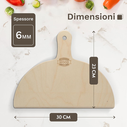 Coppia Palette per Pizza Da 30 Cm in Legno Di Betulla 6Mm Pala Pizza Ideale per - Foto 3 di 12