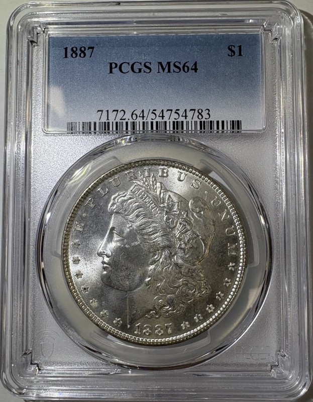1887 $1 Morgan Silver Dollar PCGS MS64 (783)