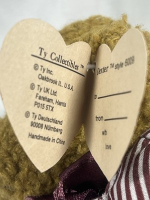 Ty Dexter Teddy Bear Collectible Style 6009 Plush with Original