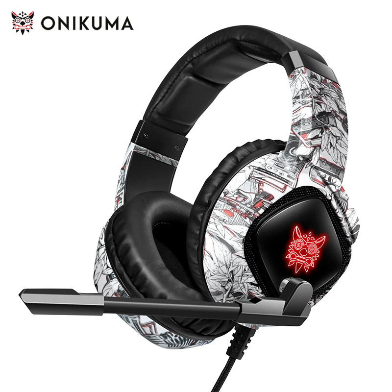 ONIKUMA K19 Gaming Headset LED Mic Noise Canceling PS4 PS5 Xbox PC Headphones