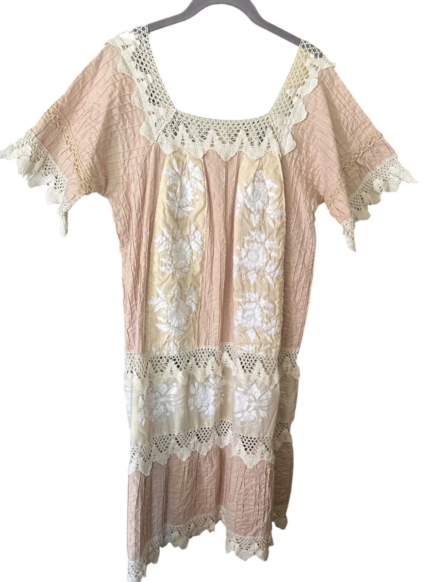 chinese dress ladies Oaxacan Vows" 1970s Vintage Crochet Mexican Wedding Dress  Honeywood