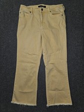 Liverpool Hannah Crop Flare Jeans Womens 10/30 Yellow Mid Rise Raw Hem Denim