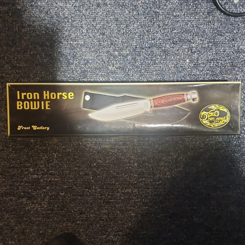 Frost Cutlery Iron Horse Bowie Hunting Knife 10 in SS Blade w/ Sheath 16-718BW