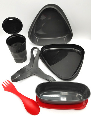 Light My Fire Triangle Mess Kit Camp * 7 Pc Food Storage Prep Sweden Black Gray