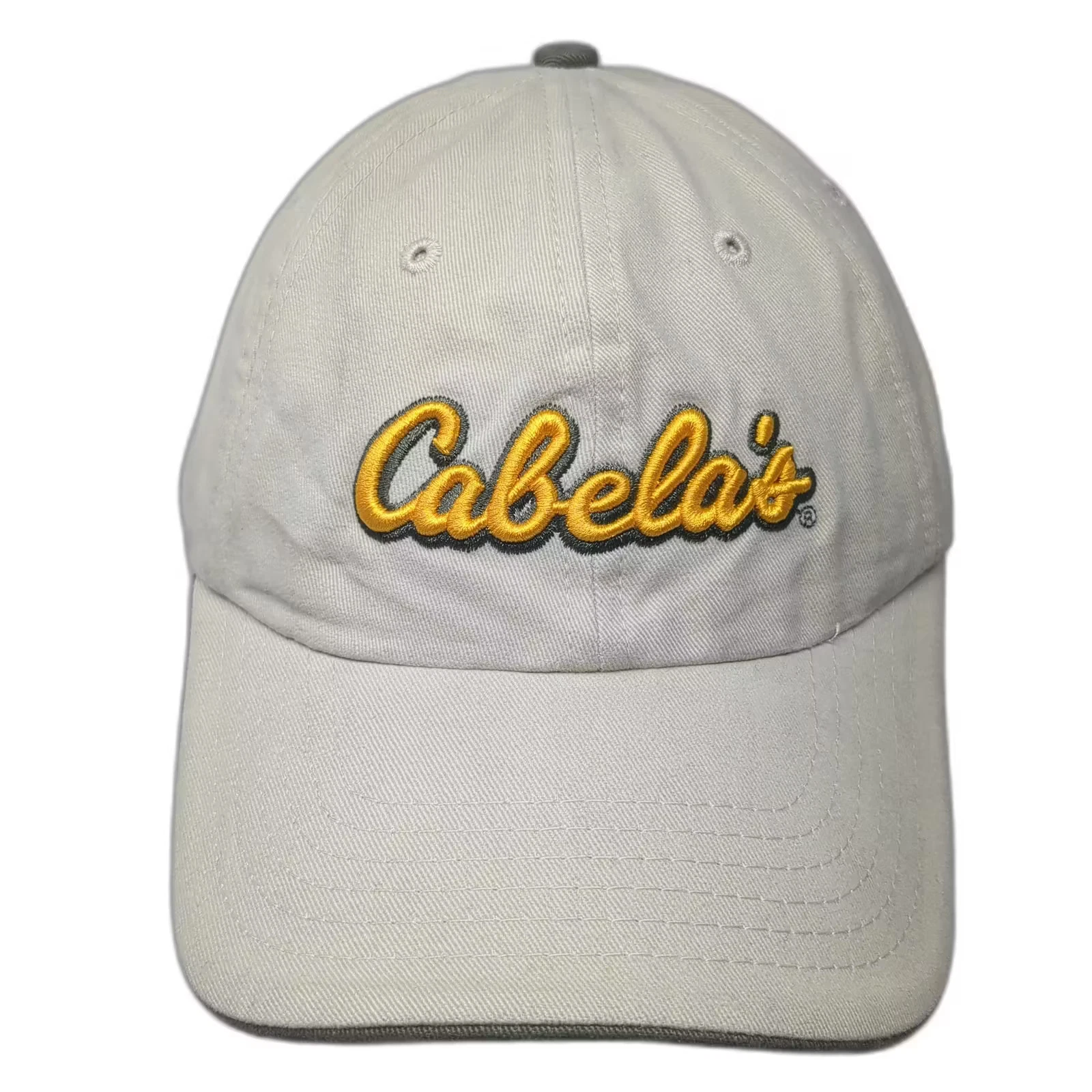 Cabela's Baseball Cap Beige Gray OS Embroidered Adjustable Cotton Strapback Hat