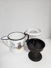 Georges Briard Ambrosia Pineapple Coffee Pot MCM Enamelware USA Rare Size 6.5"