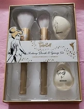 DISNEY TINKERBELL Makeup Brush & Sponge Set - All Over & Highlighter Brushes NIB