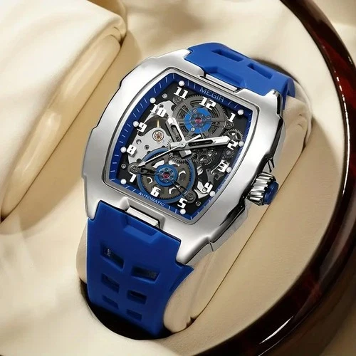 Men'S Hip Hop  Fashion Luxury Automatic Mechanical Watch blue - Picture 2 of 6