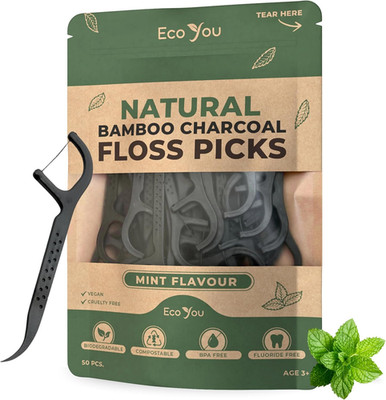 Biologisch abbaubare Zahnseide Picks | 50 Stück (1er Pack) | Minzgeschmack, Candelillawachs | Su