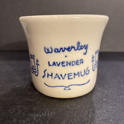 Vintage Waverley Lavender Shave Shaving Mug w Rook Castle Barber Shop Made USA