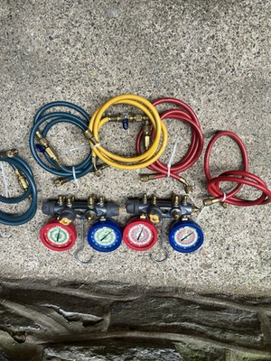 #ad #ad 2 Yellow Jacket Titan 4 Valve Manifold with Hoses for Test and Charging $249.00